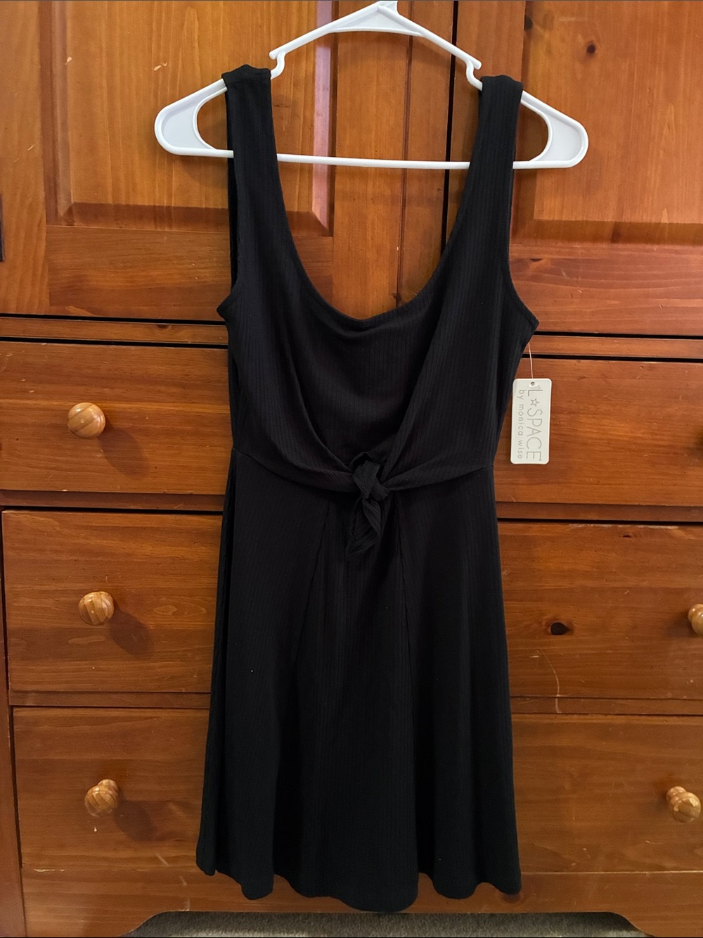 l*space Black Tie-Front Ribbed Mini Dress